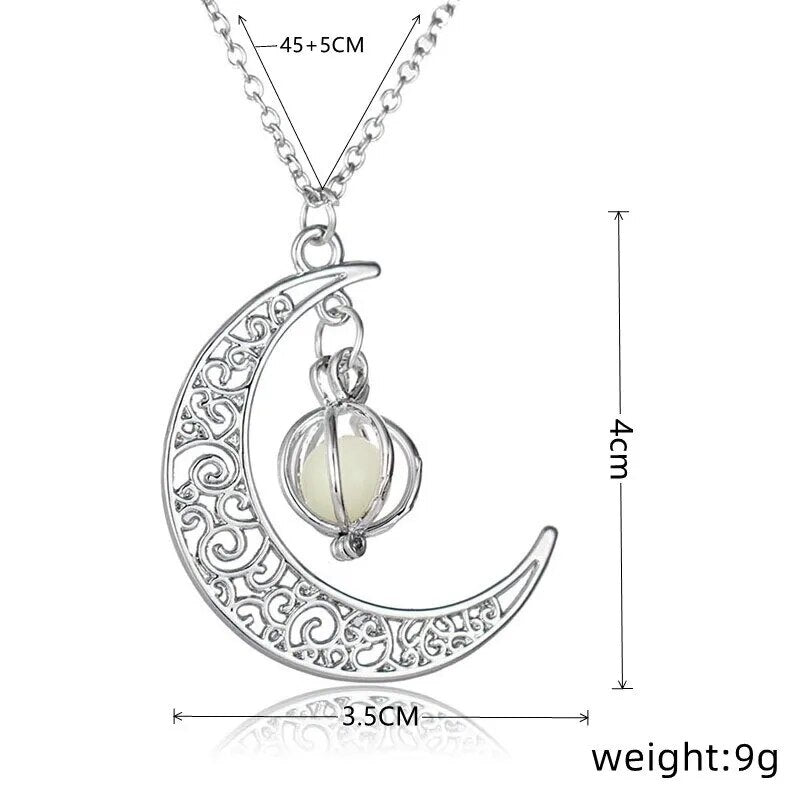 Maansteen Hanger Ketting Zilverkleurig Edelstaal Vrouwensieraad Etherische Glans Intuïtie Symbool | Sansoti
