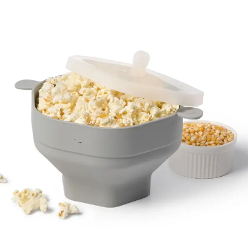 Opvouwbare Magnetron Popcornbak Herbruikbaar Siliconen met Deksel | Sansoti