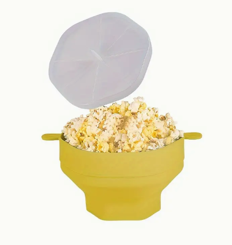 Opvouwbare Magnetron Popcornbak Herbruikbaar Siliconen met Deksel | Sansoti