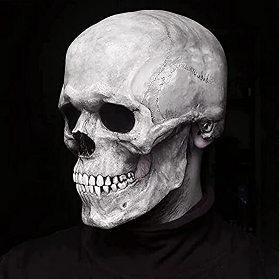 Realistic Skull Mask Latex Unisex Gray White Halloween Party Mask Full Skull Horror Costume | Sansoti