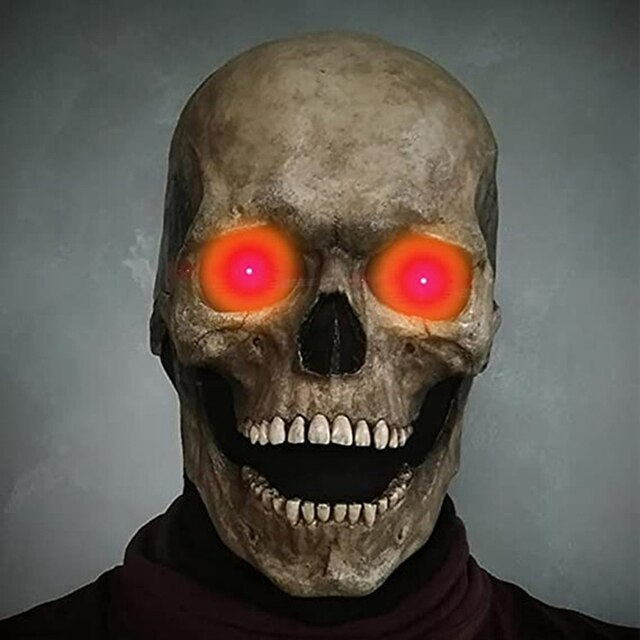 Realistic Skull Mask Latex Unisex Gray White Halloween Party Mask Full Skull Horror Costume | Sansoti