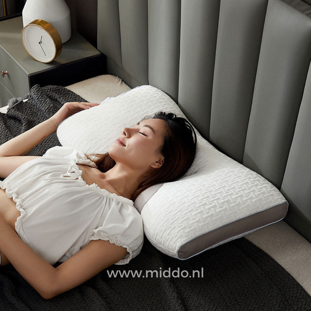 Ergonomisch Neksteunkussen Memory Foam voor Rug- en Zijslapers 48x74cm met Kussenslopen Optimale Neksteun | Sansoti