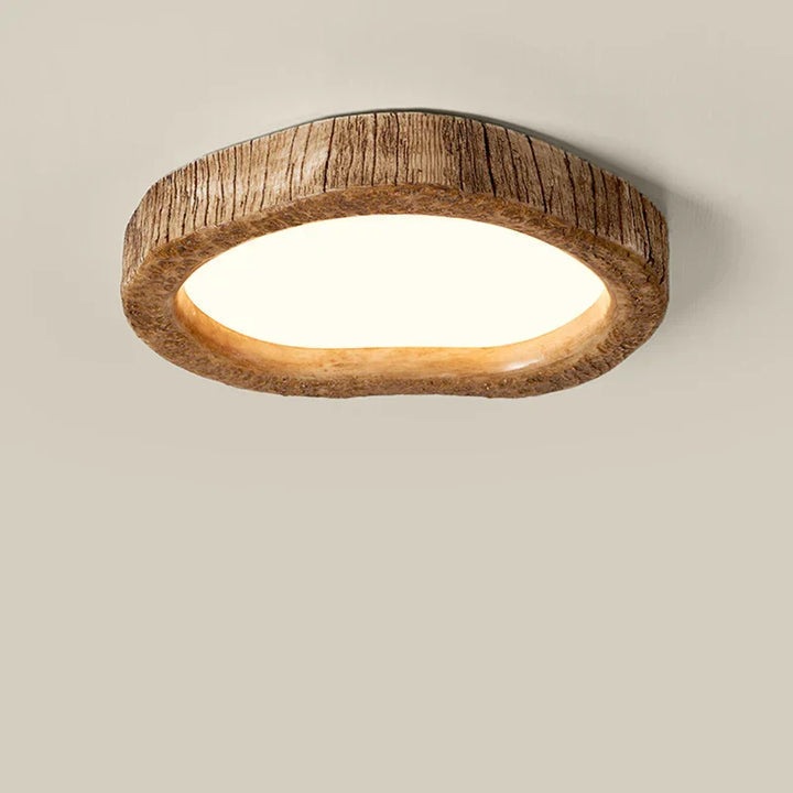 LED Ceiling Light with Wood-Look Resin, Warm Light, Rustic Scandinavian Ambient Lighting for Living Room and Bedroom | Sansoti
