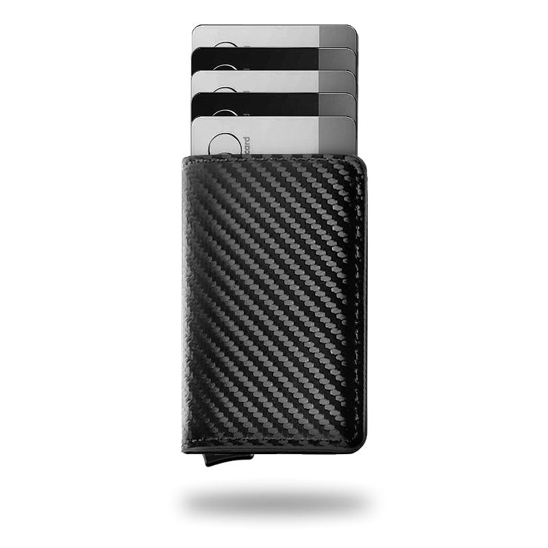 Portemonnee Leer Slim RFID Blokkering 14 Kaarten Aluminium Drukknop Handgemaakt Premium | Sansoti