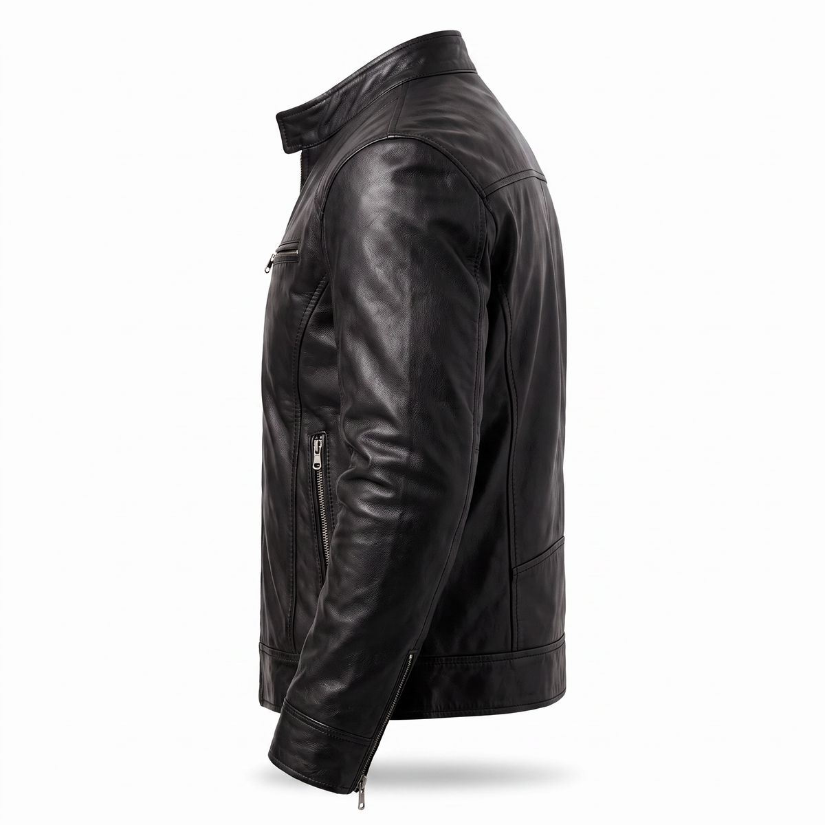 Leren Herenjack Staande Kraag Ritssluitingen Slim Fit Zwart Bruin Motorjack Herfst Winter Stijlvol Casual | Sansoti