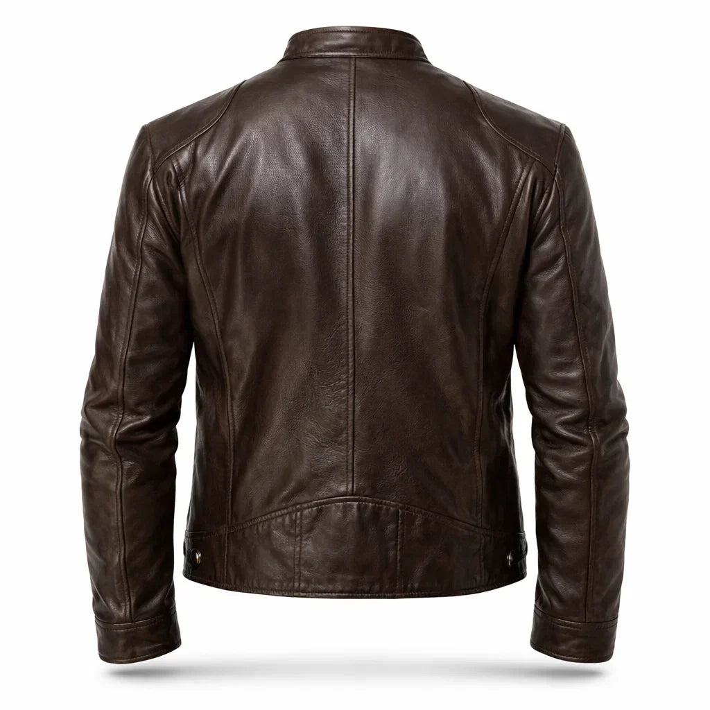 Leren Herenjack Staande Kraag Ritssluitingen Slim Fit Zwart Bruin Motorjack Herfst Winter Stijlvol Casual | Sansoti