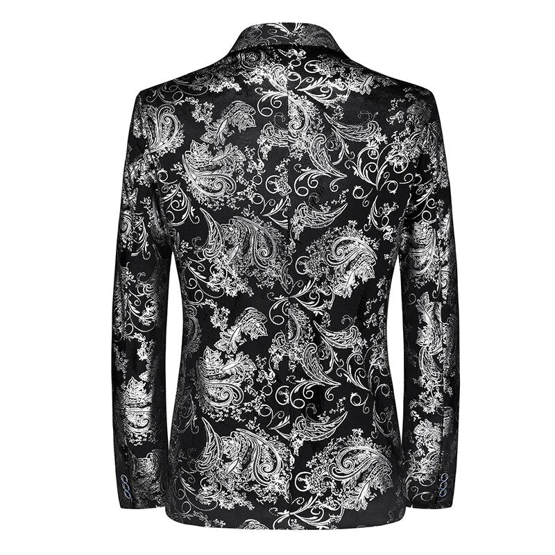 Herrenblazer mit schmaler Passform Paisley-Muster Elegantes Sakko für Arbeit Feier Gala Hochzeit Stilvolle Herrenmode-Jacke | Sansoti