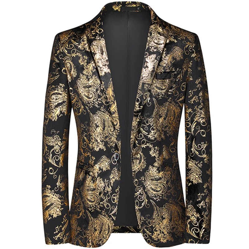 Herrenblazer mit schmaler Passform Paisley-Muster Elegantes Sakko für Arbeit Feier Gala Hochzeit Stilvolle Herrenmode-Jacke | Sansoti