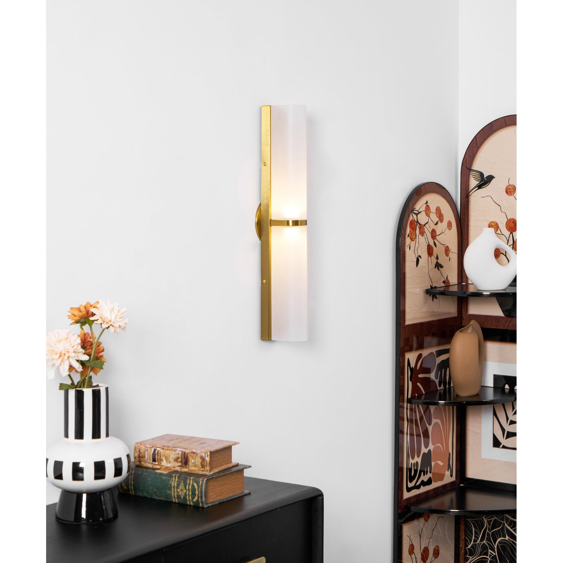 Smalle Buis Wandlamp met Glazen Kap – Moderne Wandverlichting voor Hal en Woonkamer | Sansoti