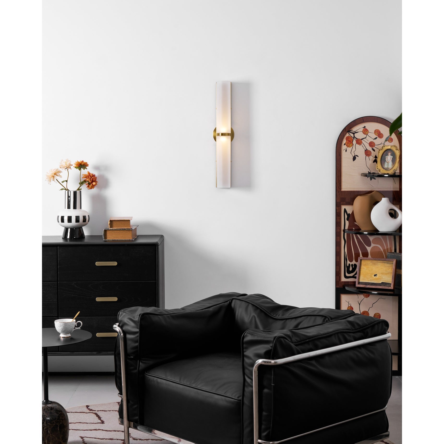 Smalle Buis Wandlamp met Glazen Kap – Moderne Wandverlichting voor Hal en Woonkamer | Sansoti
