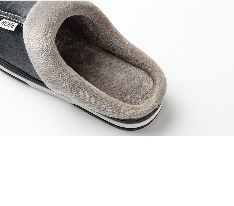 Warme Winterpantoffels Unisex Waterdicht PU Leer Antislip Memory Foam Binnenschoenen Heren Dames Comfort | Sansoti