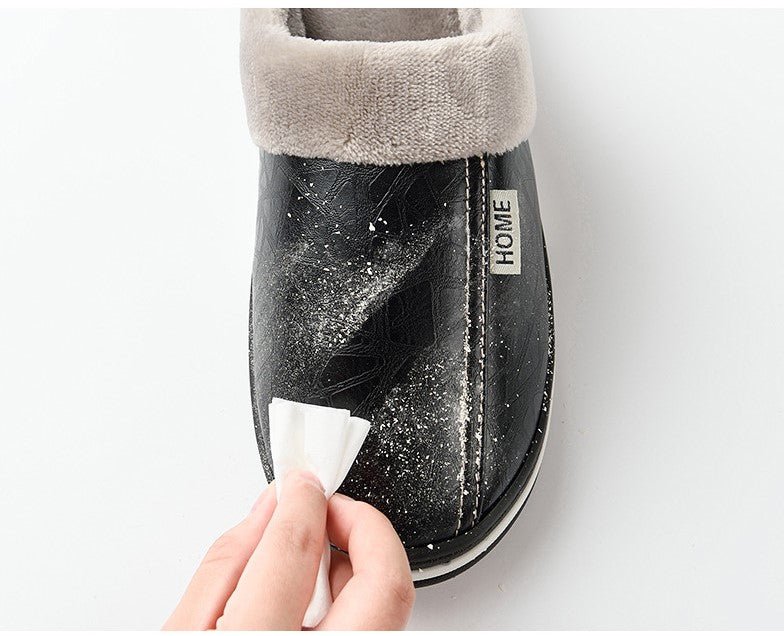 Warme Winterpantoffels Unisex Waterdicht PU Leer Antislip Memory Foam Binnenschoenen Heren Dames Comfort | Sansoti