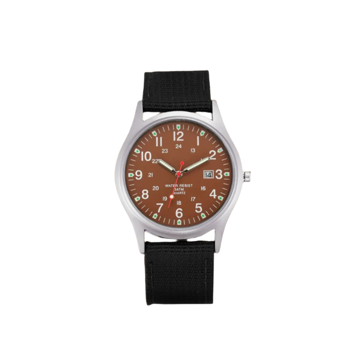 Feldarmbanduhr mit Textilarmband - 24-Stunden-Anzeige - Datumsanzeige - für den täglichen Gebrauch - Outdoor-Uhr für Herren | Sansoti