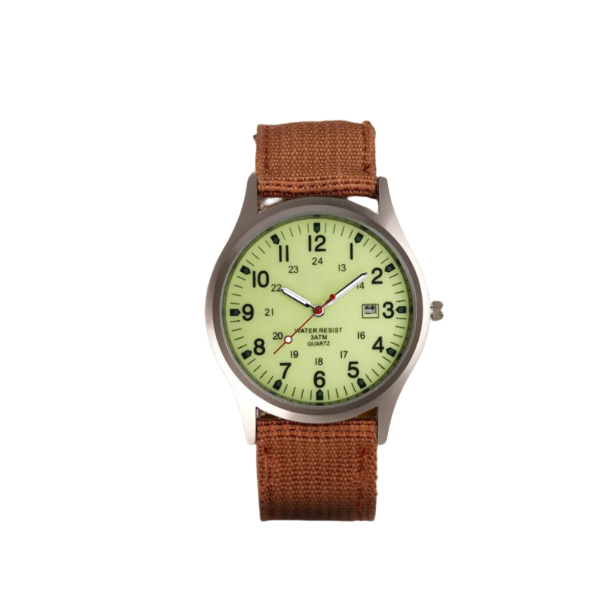 Feldarmbanduhr mit Textilarmband - 24-Stunden-Anzeige - Datumsanzeige - für den täglichen Gebrauch - Outdoor-Uhr für Herren | Sansoti