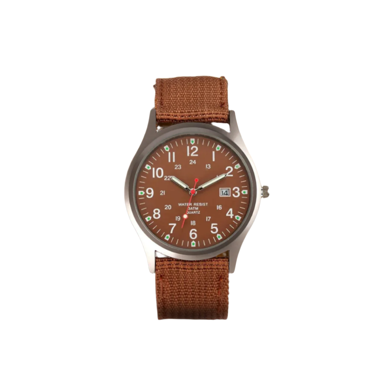 Feldarmbanduhr mit Textilarmband - 24-Stunden-Anzeige - Datumsanzeige - für den täglichen Gebrauch - Outdoor-Uhr für Herren | Sansoti