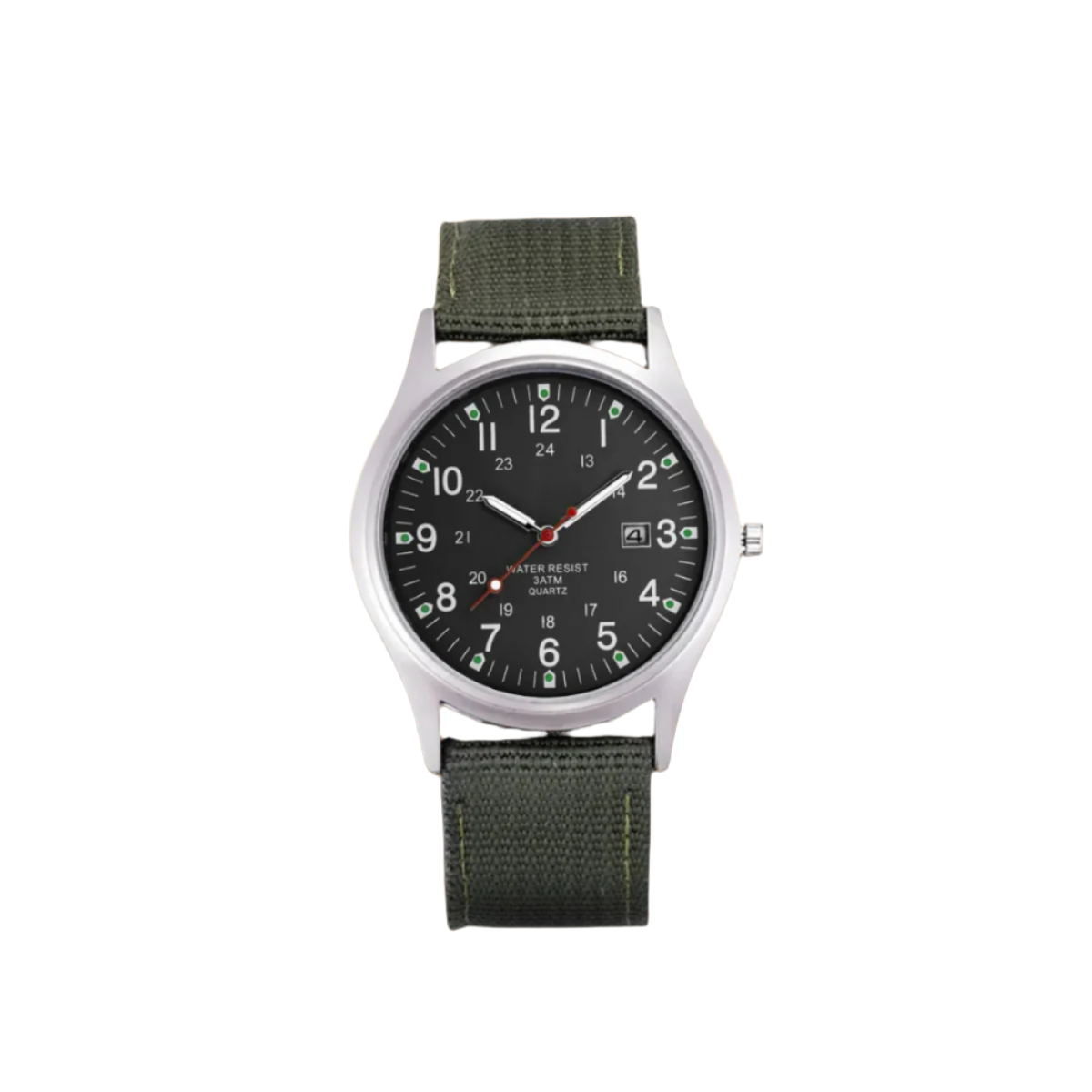 Feldarmbanduhr mit Textilarmband - 24-Stunden-Anzeige - Datumsanzeige - für den täglichen Gebrauch - Outdoor-Uhr für Herren | Sansoti