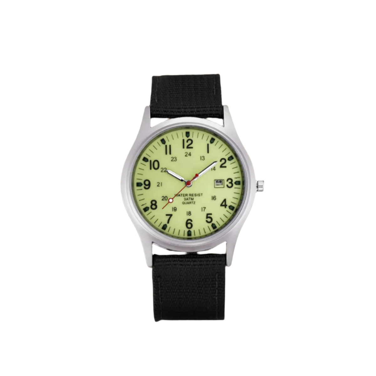 Feldarmbanduhr mit Textilarmband - 24-Stunden-Anzeige - Datumsanzeige - für den täglichen Gebrauch - Outdoor-Uhr für Herren | Sansoti
