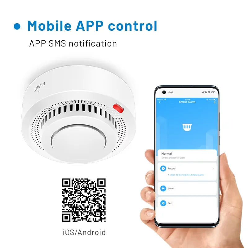 WiFi Rookmelder met 85dB Alarm Compact Veiligheid Thuis Kantoor Rookdetectie Warmtedetectie Wand Plafond | Sansoti