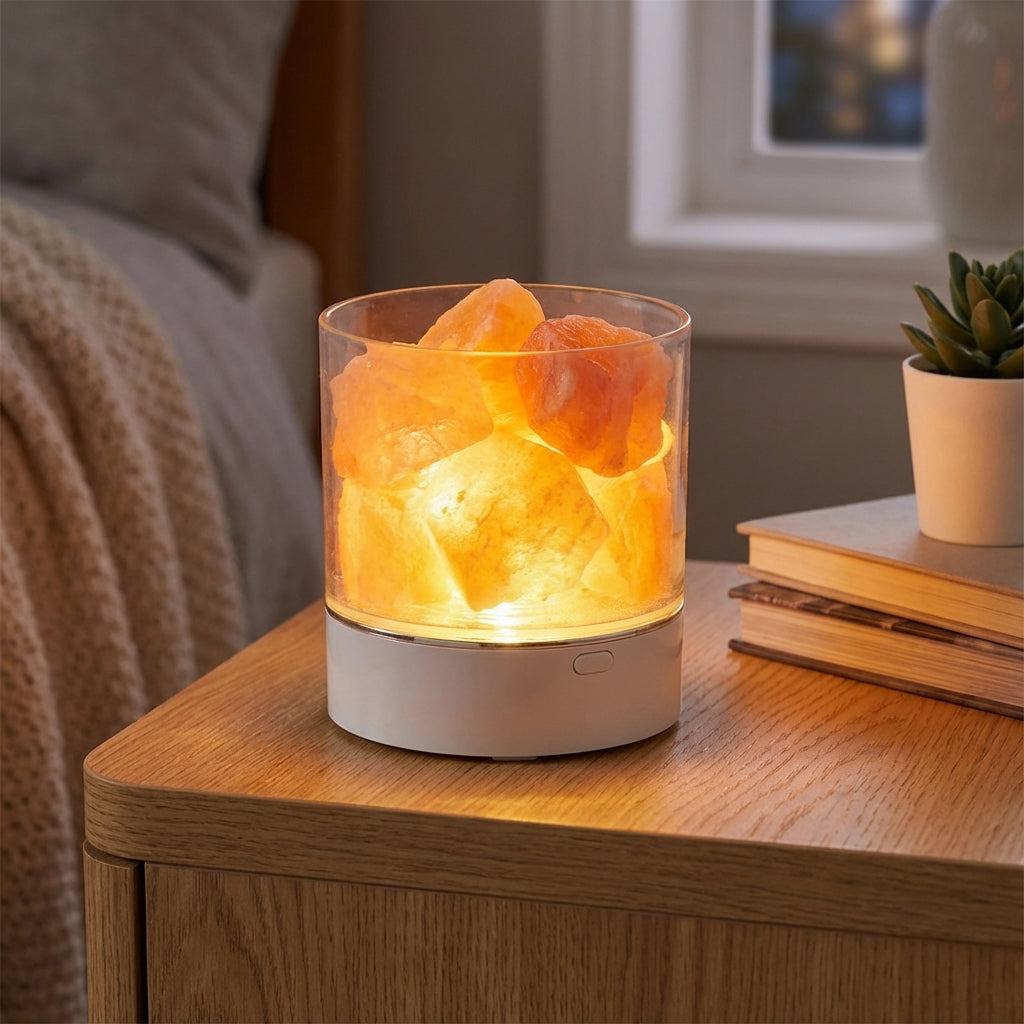 Himalaya Zoutlamp LED USB Dimbaar Kleurwisselend 9cm Slaapkamer Nachtkastlamp Ionisator Sfeerverlichting Touch Bediening | Sansoti