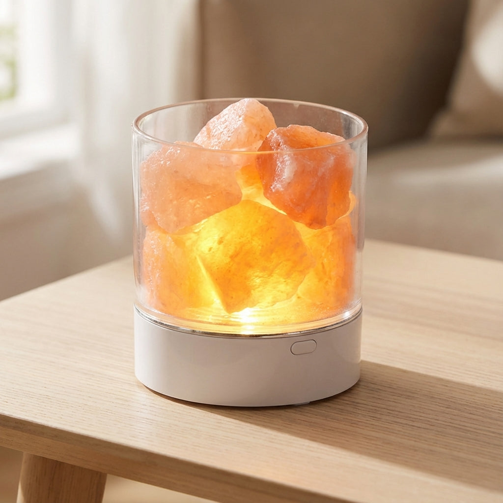 Himalaya Zoutlamp LED USB Dimbaar Kleurwisselend 9cm Slaapkamer Nachtkastlamp Ionisator Sfeerverlichting Touch Bediening | Sansoti