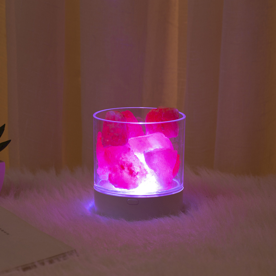 Himalaya Zoutlamp LED USB Dimbaar Kleurwisselend 9cm Slaapkamer Nachtkastlamp Ionisator Sfeerverlichting Touch Bediening | Sansoti