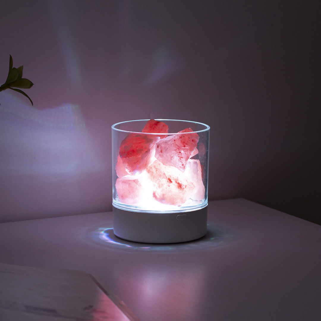 Himalaya Zoutlamp LED USB Dimbaar Kleurwisselend 9cm Slaapkamer Nachtkastlamp Ionisator Sfeerverlichting Touch Bediening | Sansoti