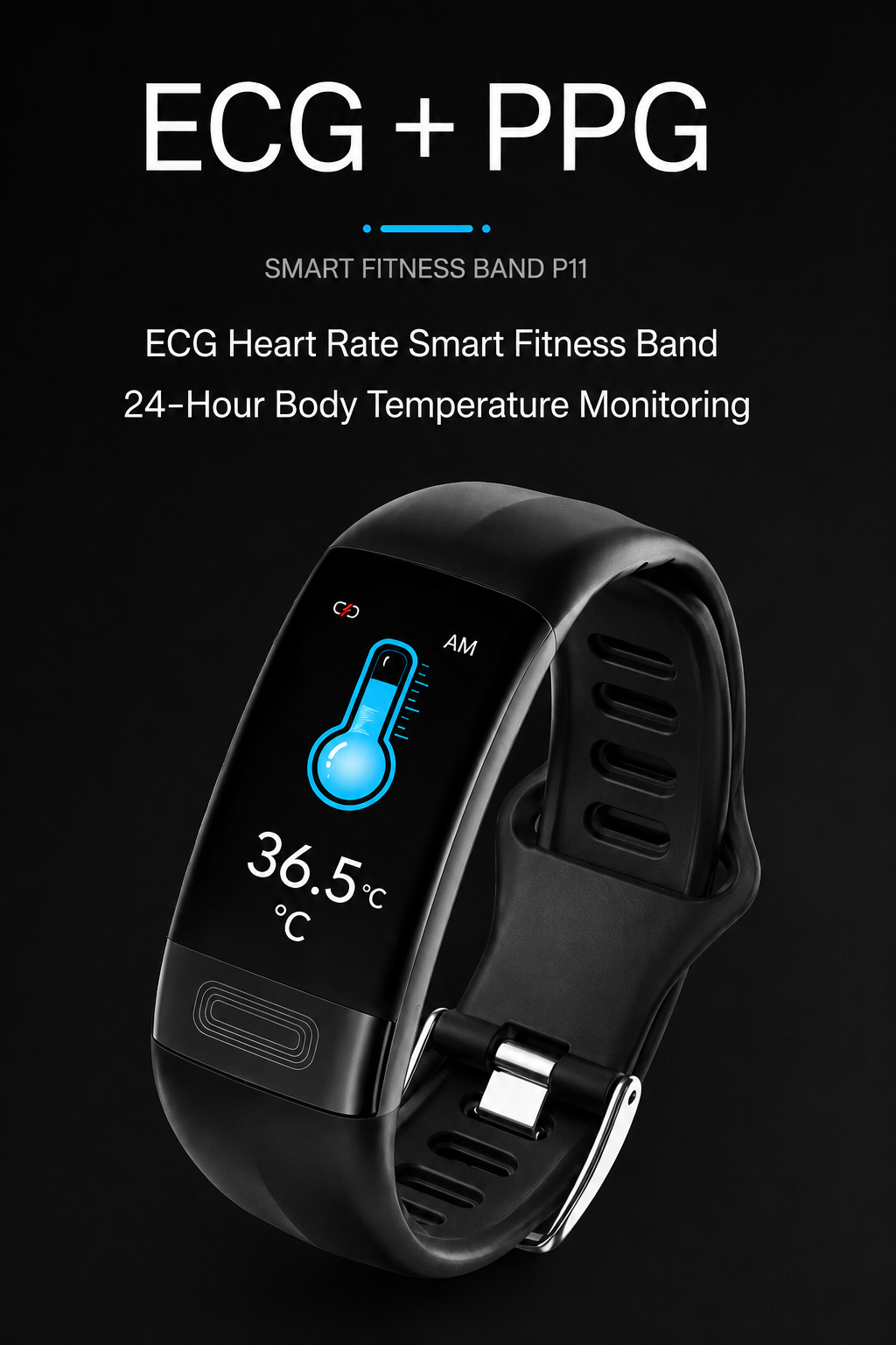 Smartwatch met EKG Hartslag Bloeddruk Slaaptracking Zwart Blauw Rood Gezondheidsmonitor Fitness Tracker Vitaro | Sansoti