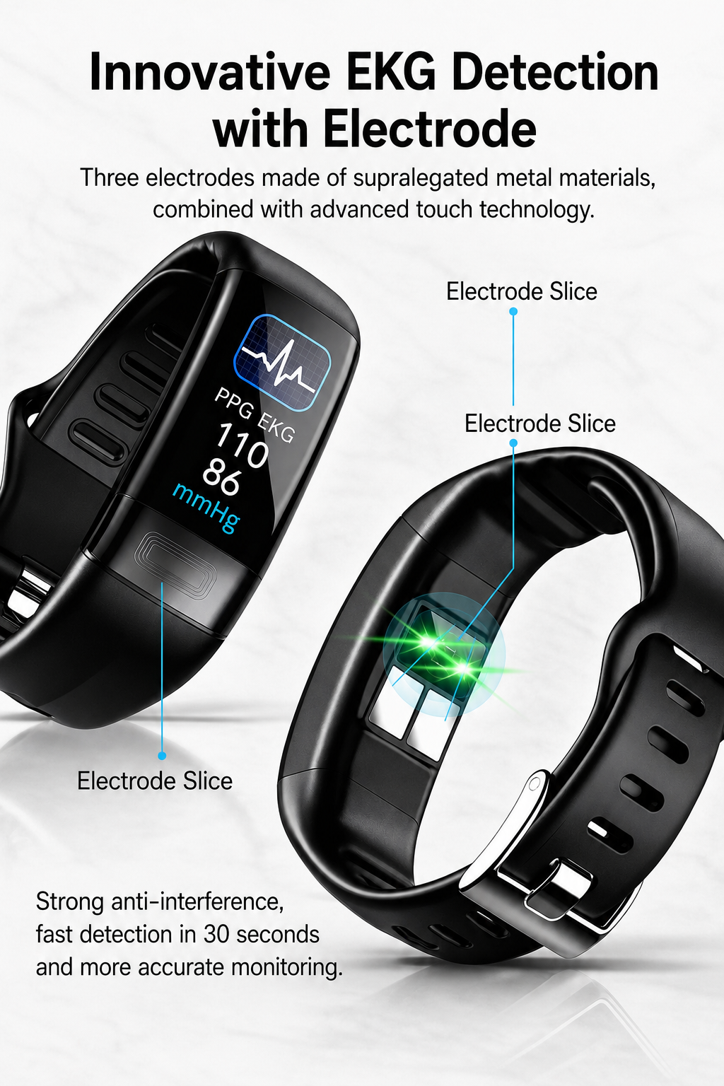 Smartwatch met EKG Hartslag Bloeddruk Slaaptracking Zwart Blauw Rood Gezondheidsmonitor Fitness Tracker Vitaro | Sansoti