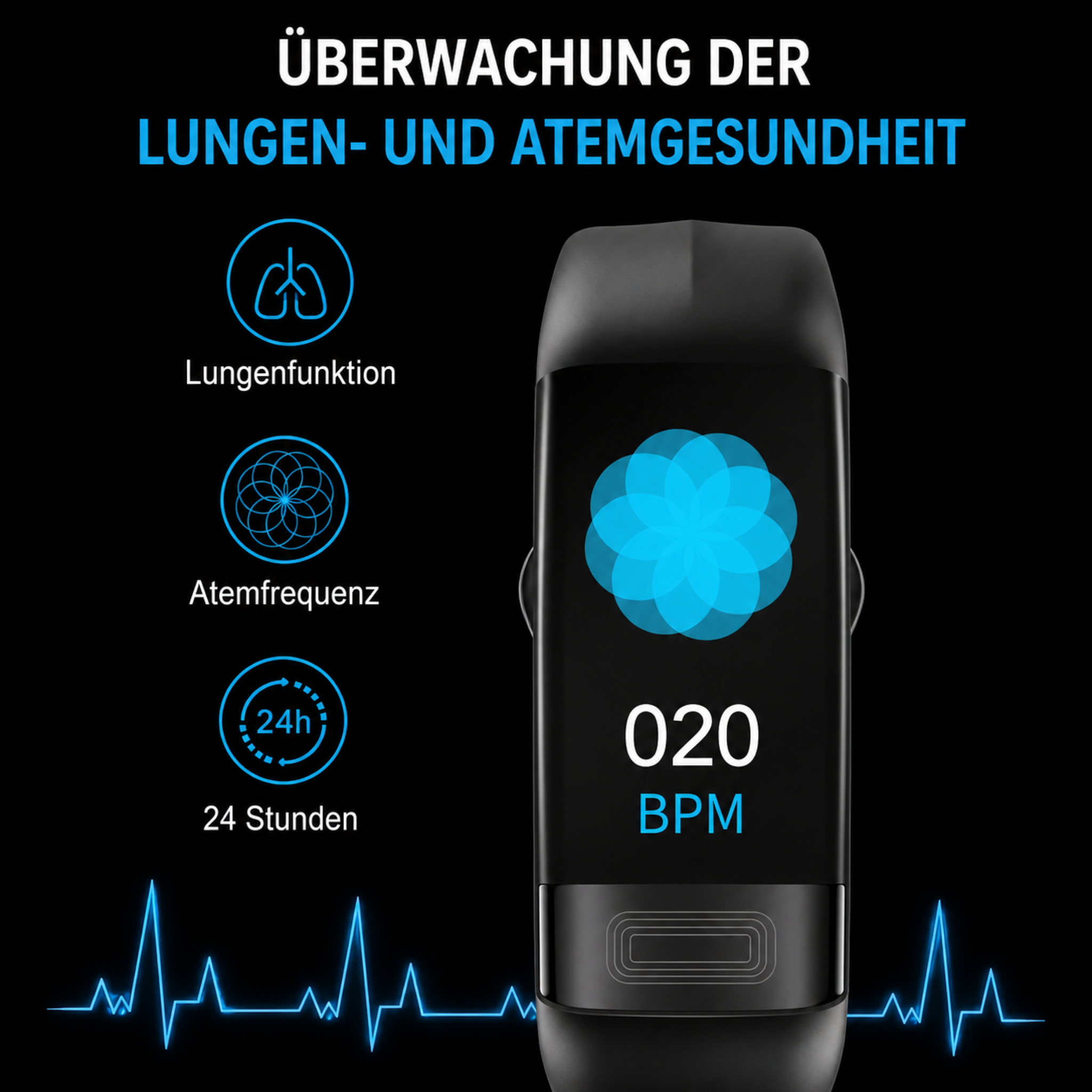 Smartwatch met ECG, Bloeddruk- & Slaaptracking – Gezondheidsmonitor met Continue Hartfrequentiemeting | Sansoti
