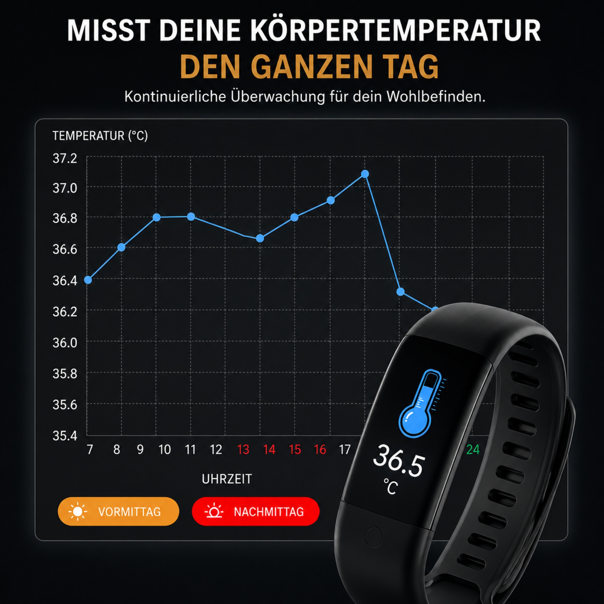 Smartwatch met ECG, Bloeddruk- & Slaaptracking – Gezondheidsmonitor met Continue Hartfrequentiemeting | Sansoti