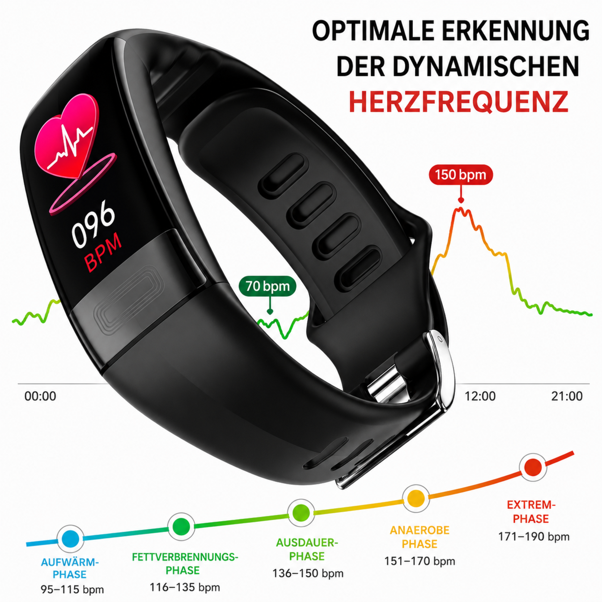 Smartwatch met ECG, Bloeddruk- & Slaaptracking – Gezondheidsmonitor met Continue Hartfrequentiemeting | Sansoti