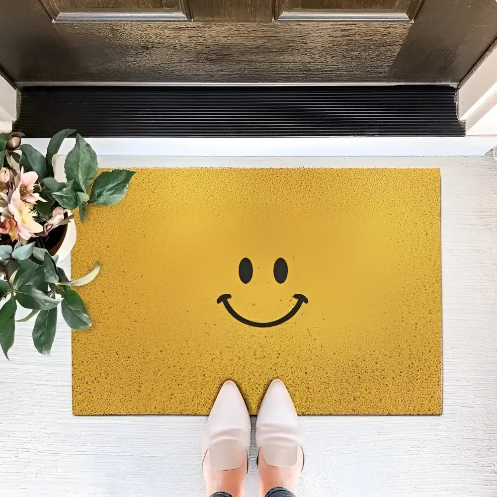 Deurmat met Smiley Opdruk 40×60 cm Antislip PVC Vloermat voor Entree Hal Voorportaal | Sansoti