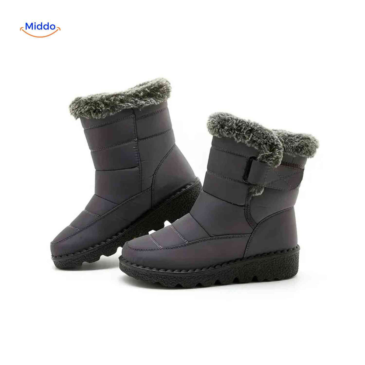 Bottes d’hiver imperméables pour femmes avec doublure en fourrure, antidérapantes, bottines chaudes à scratch, bottes de neige pour la marche | Sansoti