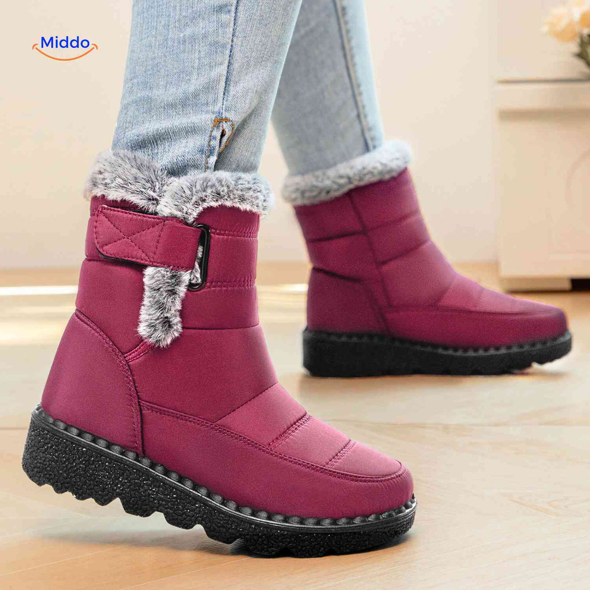 Gefütterte Winterstiefel für Damen und Herren, wasserabweisend, rutschfest, warm, mit Fleecefutter, knöchelhoch, Schneestiefel für den Winter | Sansoti