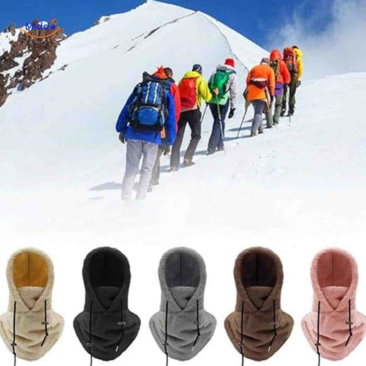 Multifunktionale thermische Wintermütze Fleece-Hood verstellbar Unisex für Outdoor-Skifahren Wandern Sport | Sansoti