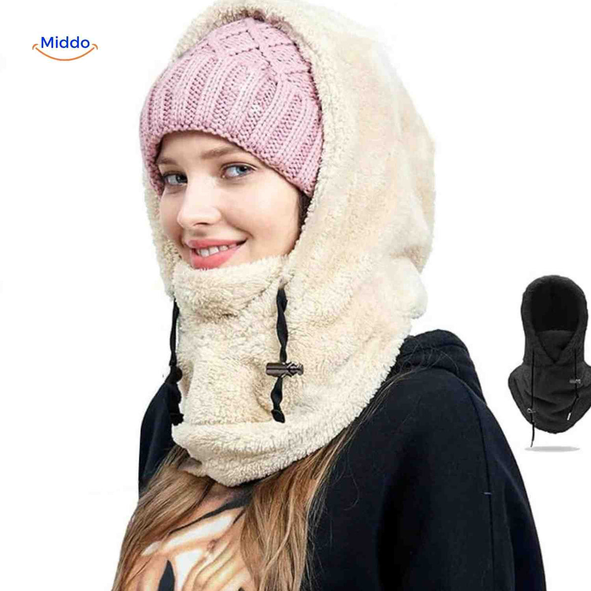 Multifunktionale thermische Wintermütze Fleece-Hood verstellbar Unisex für Outdoor-Skifahren Wandern Sport | Sansoti