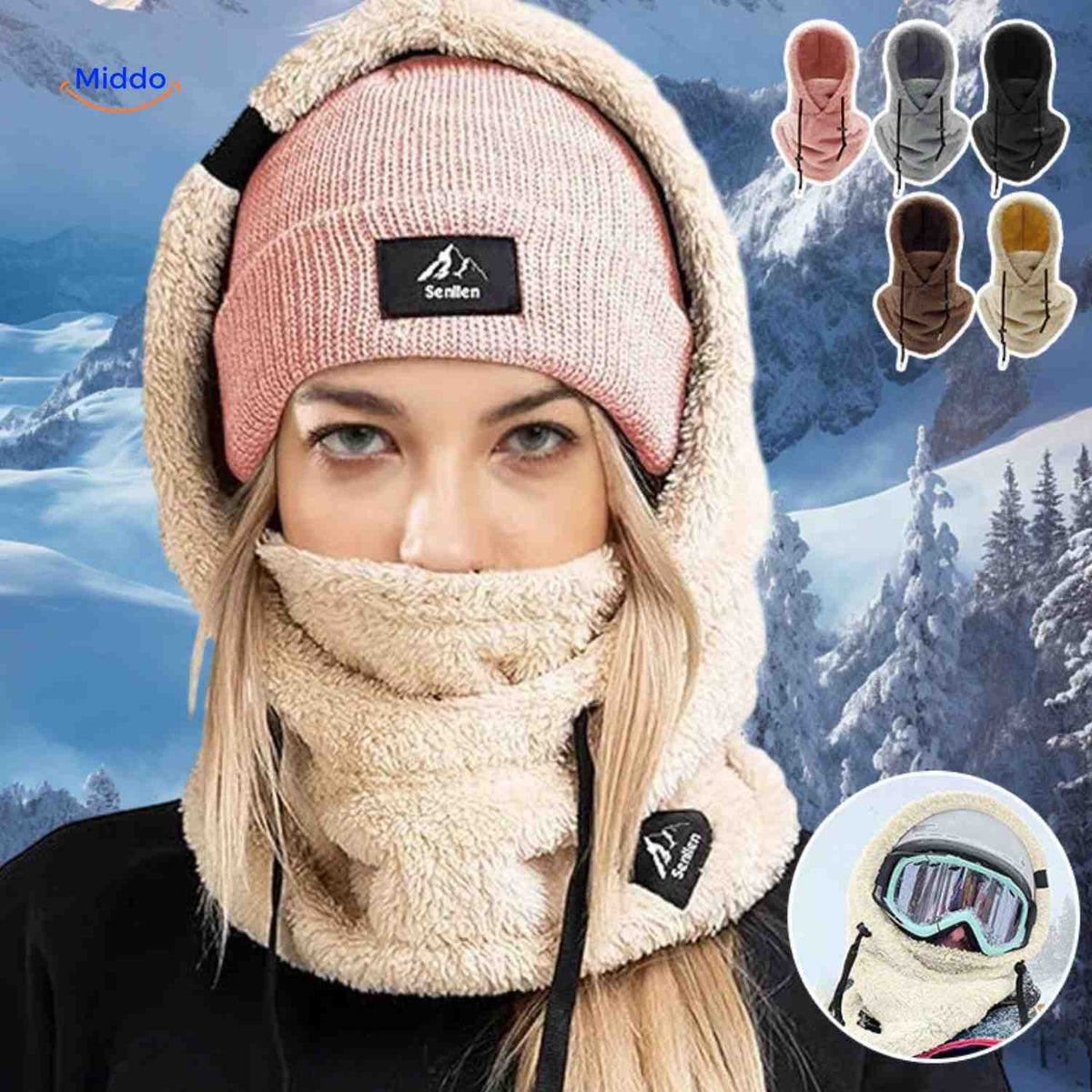 Multifunktionale thermische Wintermütze Fleece-Hood verstellbar Unisex für Outdoor-Skifahren Wandern Sport | Sansoti