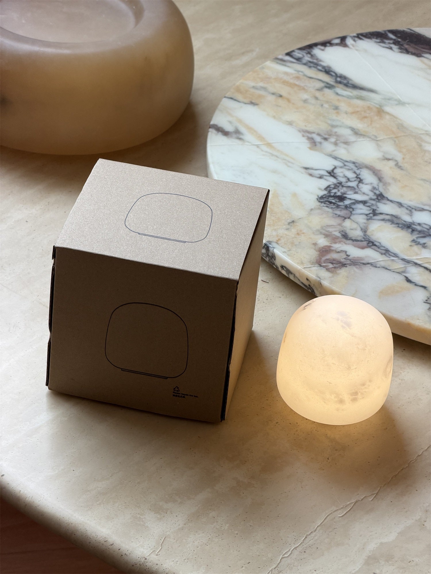 Mini Lampe de Table Albâtre avec Batterie Rechargeable – Éclairage d’Accent Sans Fil en Pierre Naturelle | Restfield