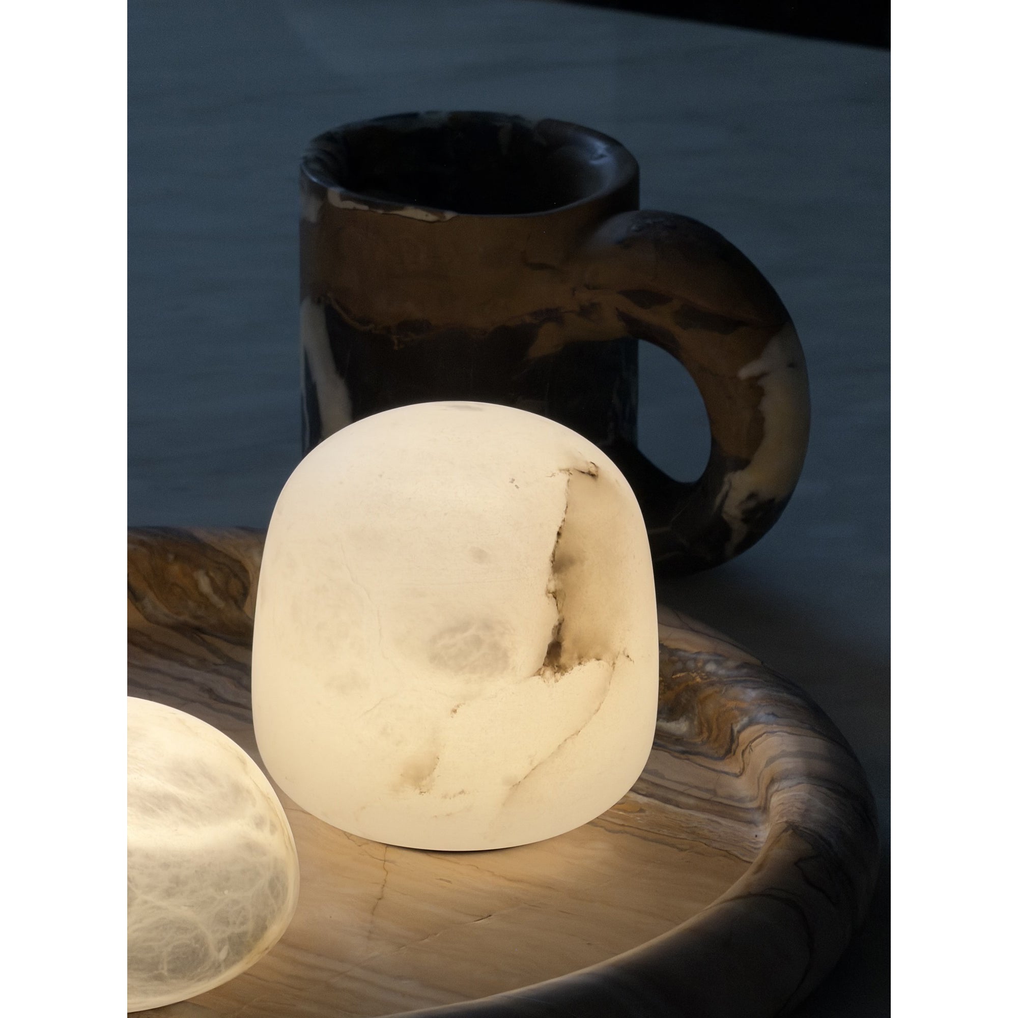 Mini Lampe de Table Albâtre avec Batterie Rechargeable – Éclairage d’Accent Sans Fil en Pierre Naturelle | Restfield