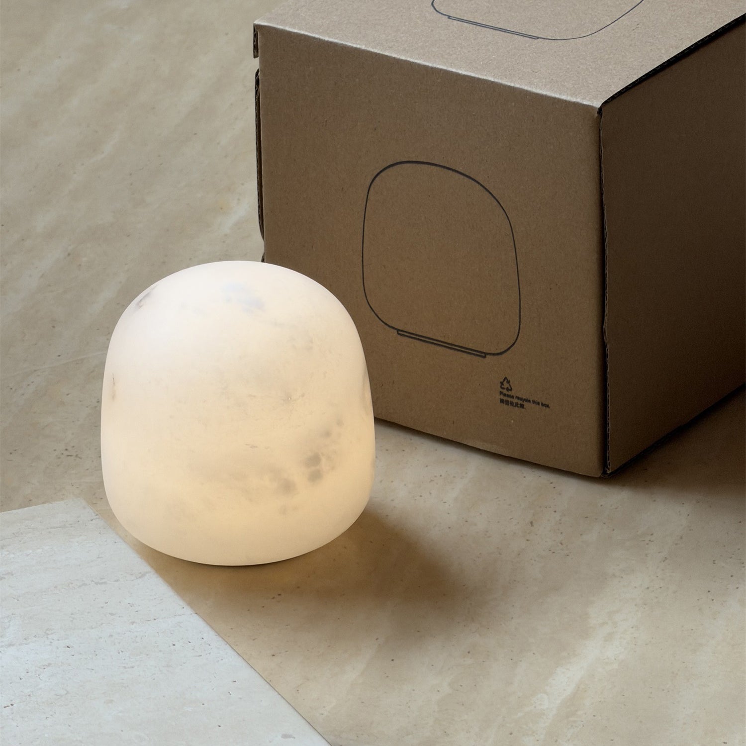 Mini Lampe de Table Albâtre avec Batterie Rechargeable – Éclairage d’Accent Sans Fil en Pierre Naturelle | Restfield