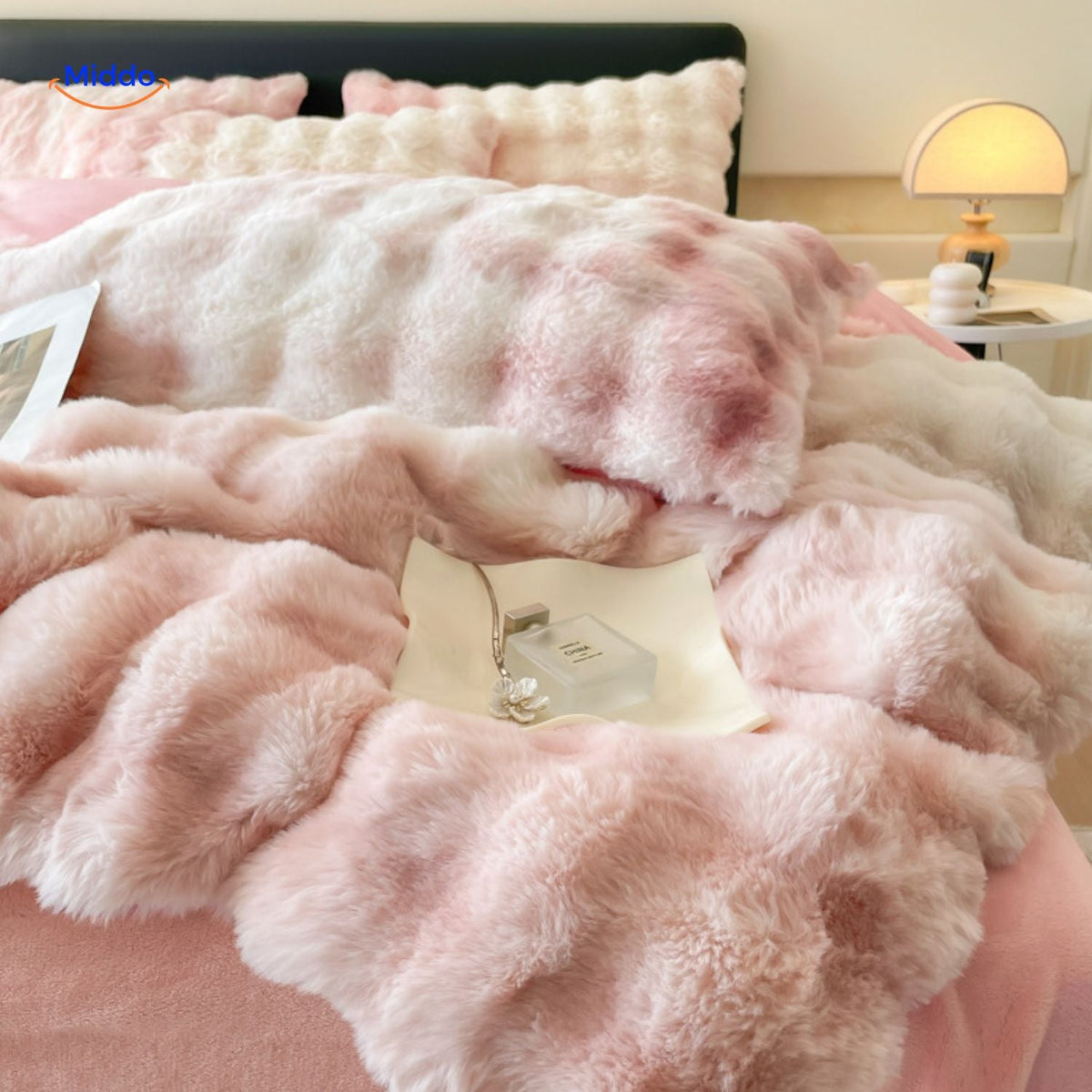 Ensemble de literie quatre pièces en peluche et fausse fourrure, linge de lit d’hiver, textile douillet, doux et chaud, confort pour la chambre à coucher | Sansoti