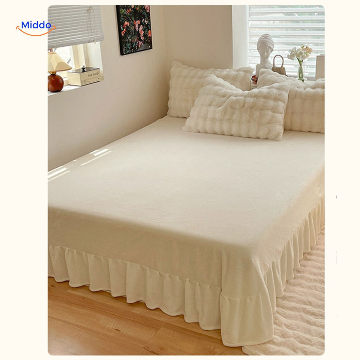 Ensemble de literie quatre pièces en peluche et fausse fourrure, linge de lit d’hiver, textile douillet, doux et chaud, confort pour la chambre à coucher | Sansoti