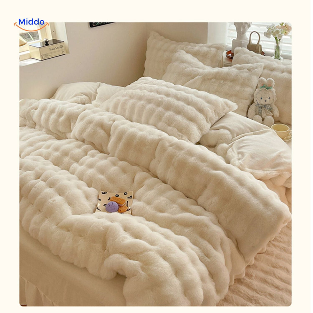 Ensemble de literie quatre pièces en peluche et fausse fourrure, linge de lit d’hiver, textile douillet, doux et chaud, confort pour la chambre à coucher | Sansoti