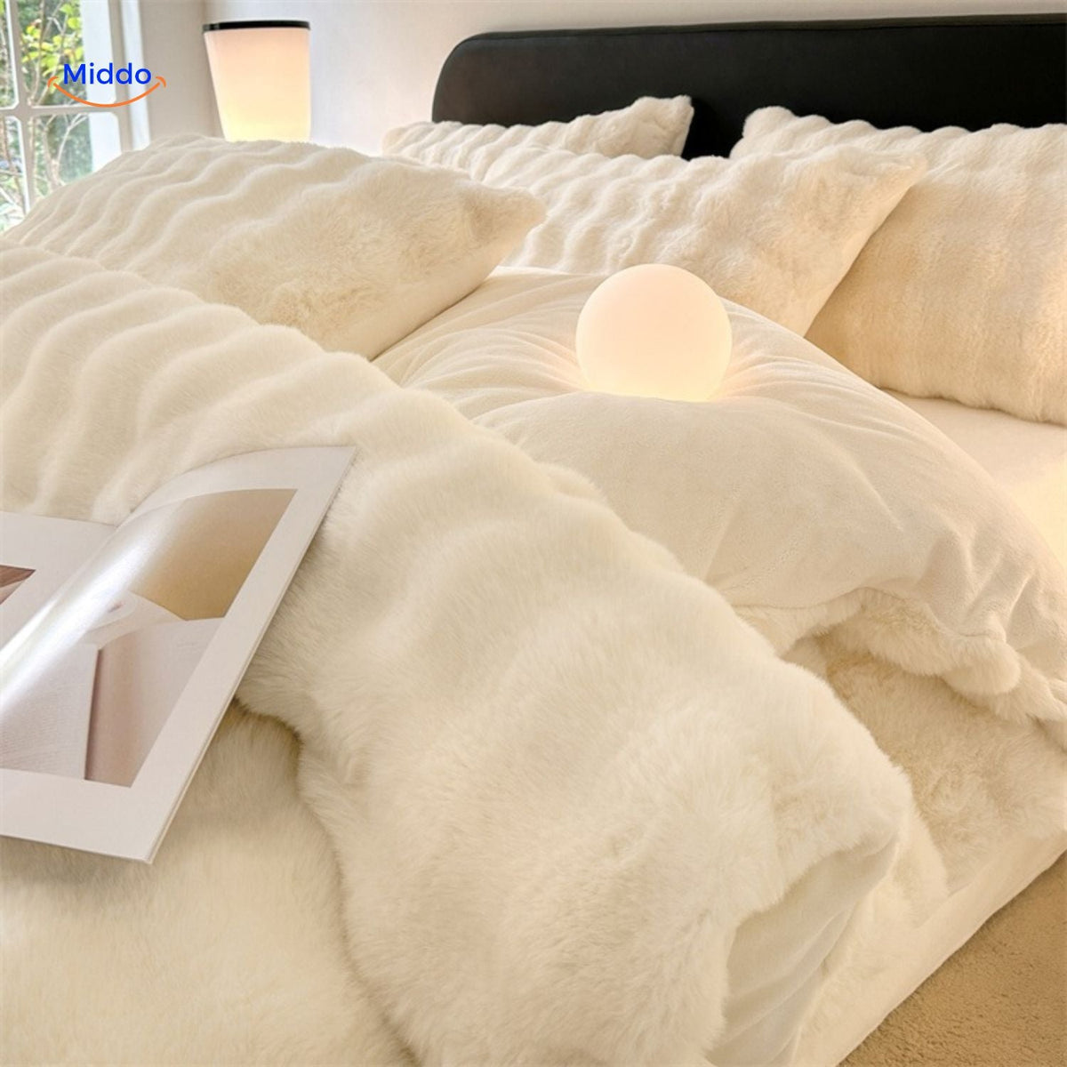Ensemble de literie quatre pièces en peluche et fausse fourrure, linge de lit d’hiver, textile douillet, doux et chaud, confort pour la chambre à coucher | Sansoti