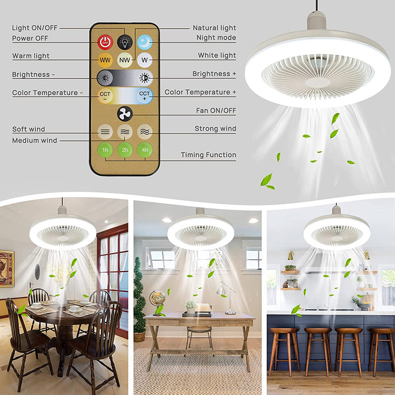 Plafondventilator met Verlichting en Afstandsbediening E27 Fitting LED 2100 Lumen Koeling Slaapkamer Woonkamer | Sansoti