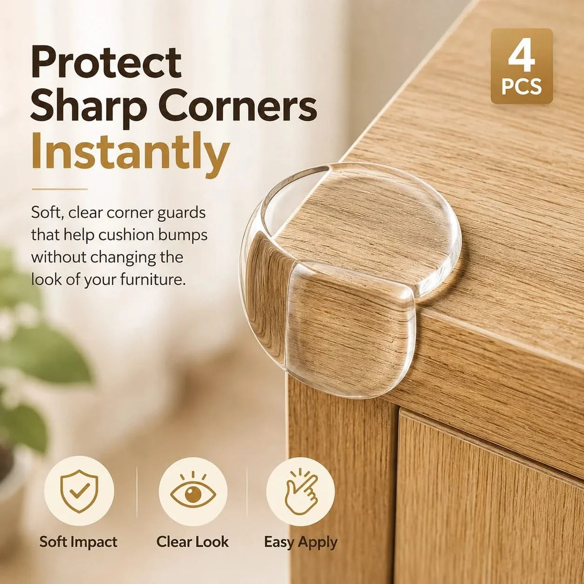 Protège-coins transparents pour meubles – Coins sûrs à la maison – Protection adaptée aux enfants et aux bébés | Sansoti