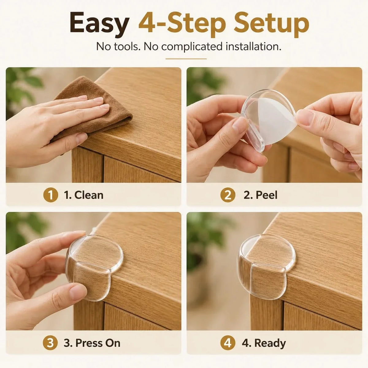 Protège-coins transparents pour meubles – Coins sûrs à la maison – Protection adaptée aux enfants et aux bébés | Sansoti