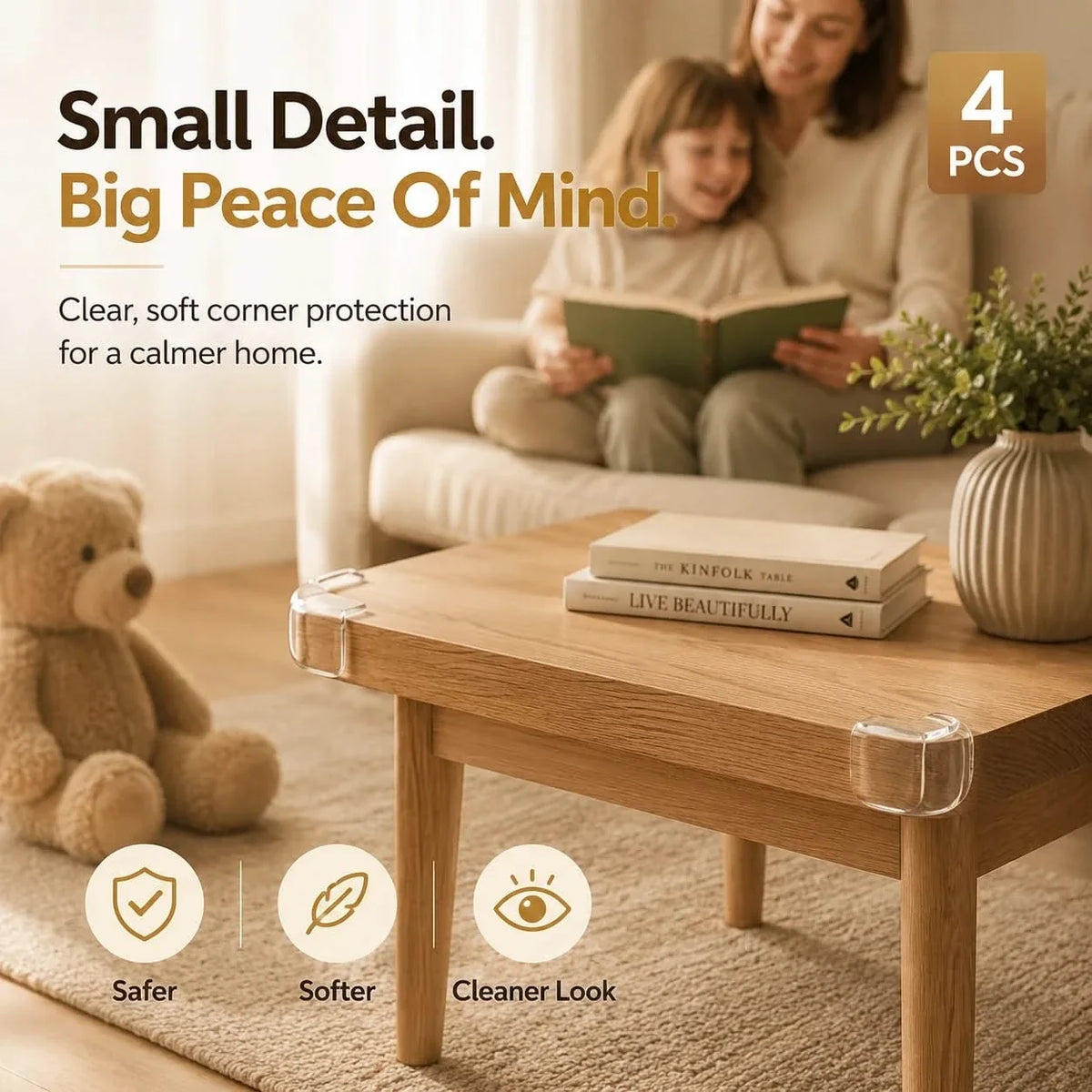 Protège-coins transparents pour meubles – Coins sûrs à la maison – Protection adaptée aux enfants et aux bébés | Sansoti