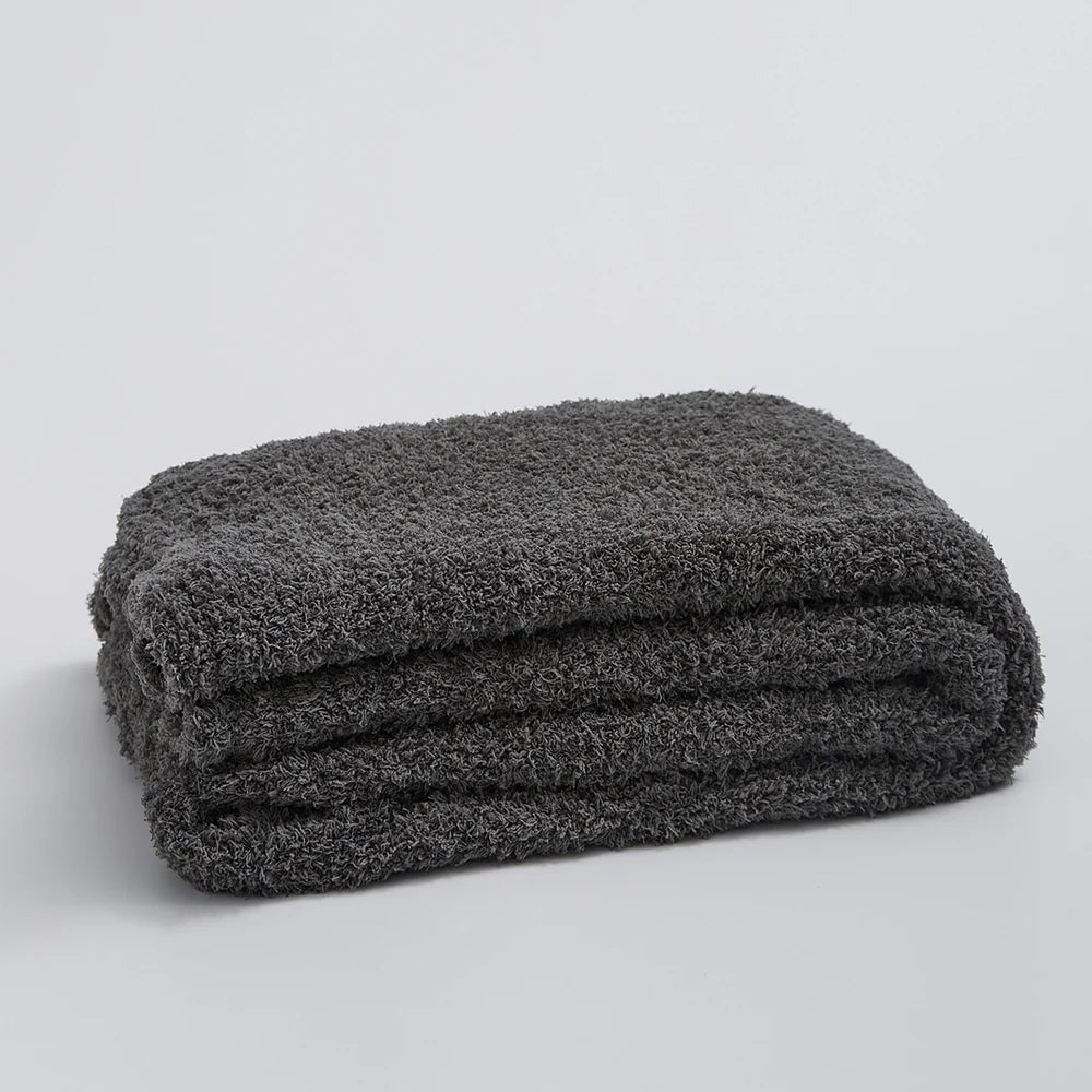Knitted Throw Minimalist Solid 130x160cm Soft Microfiber Blanket Decorative Textile Living Room Sofa | Sansoti
