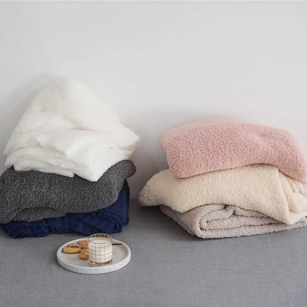 Knitted Throw Minimalist Solid 130x160cm Soft Microfiber Blanket Decorative Textile Living Room Sofa | Sansoti